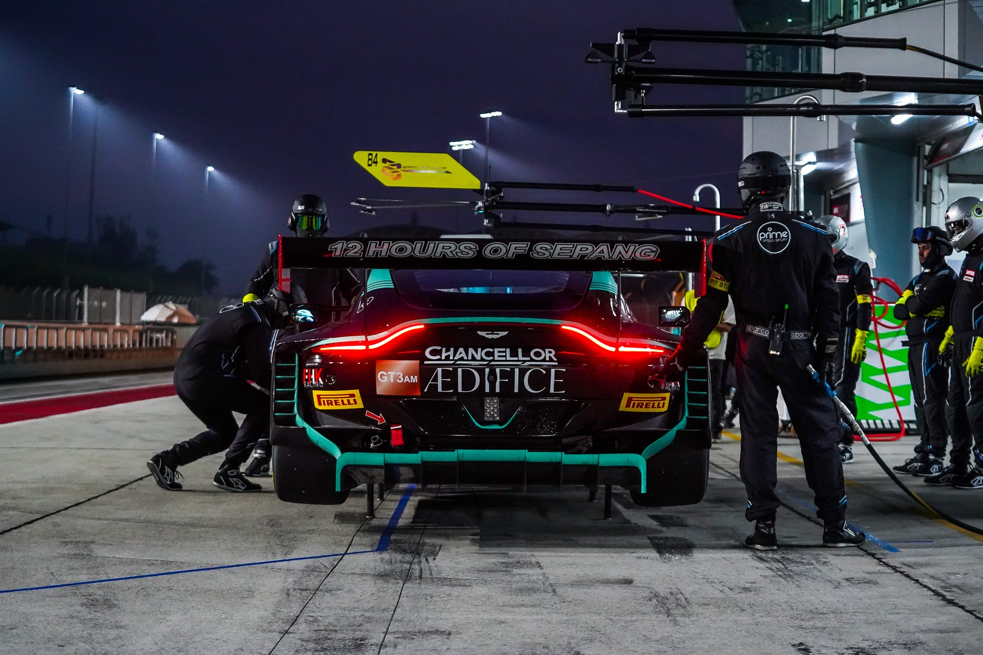 Prime Speed Sport at the 12H of Sepang, with Mana Malmezac, Jono Lester, and Francois Beziac racing an Aston Martin Vantage AMR GT3 Evo.