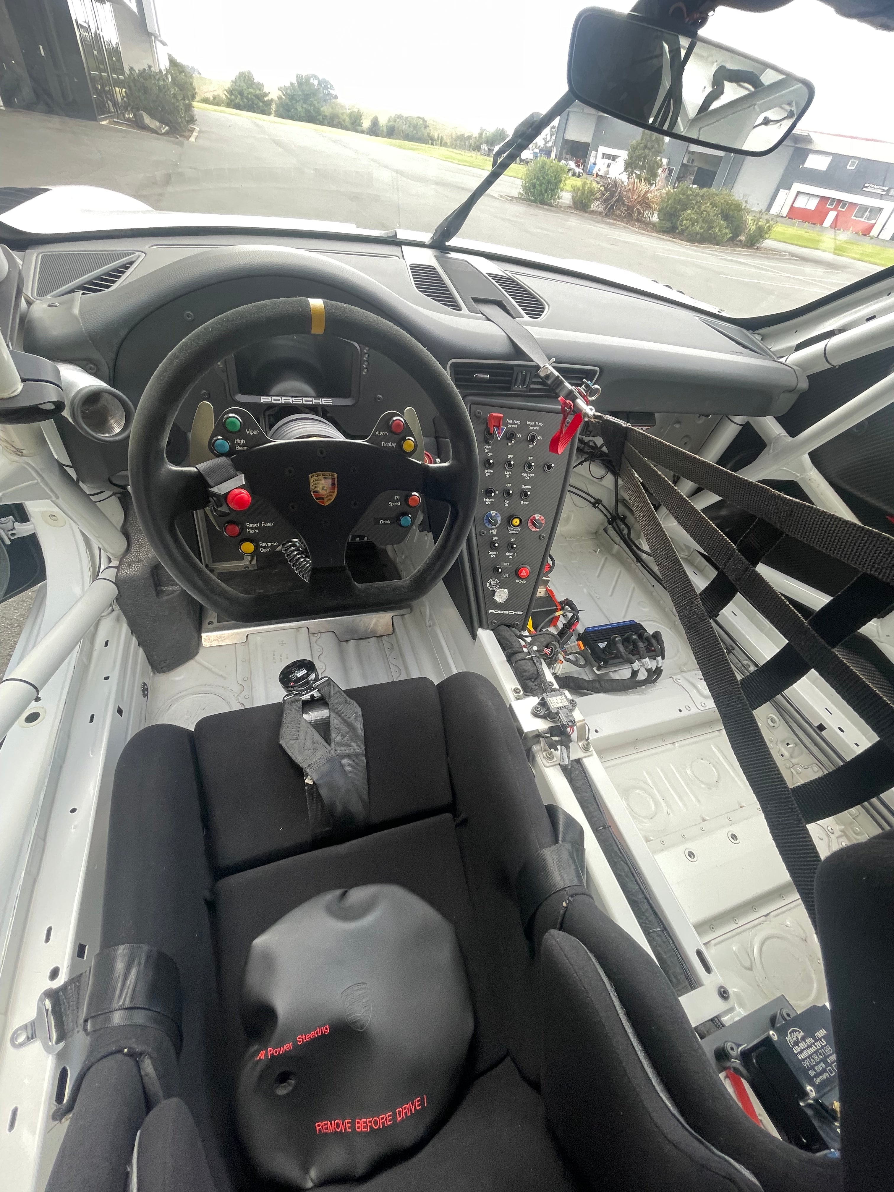 Interior Drivers View Porsche GT3 Cup MR SP-Pro in White FOR SALE at Prime Speed Sport, New Zealand.