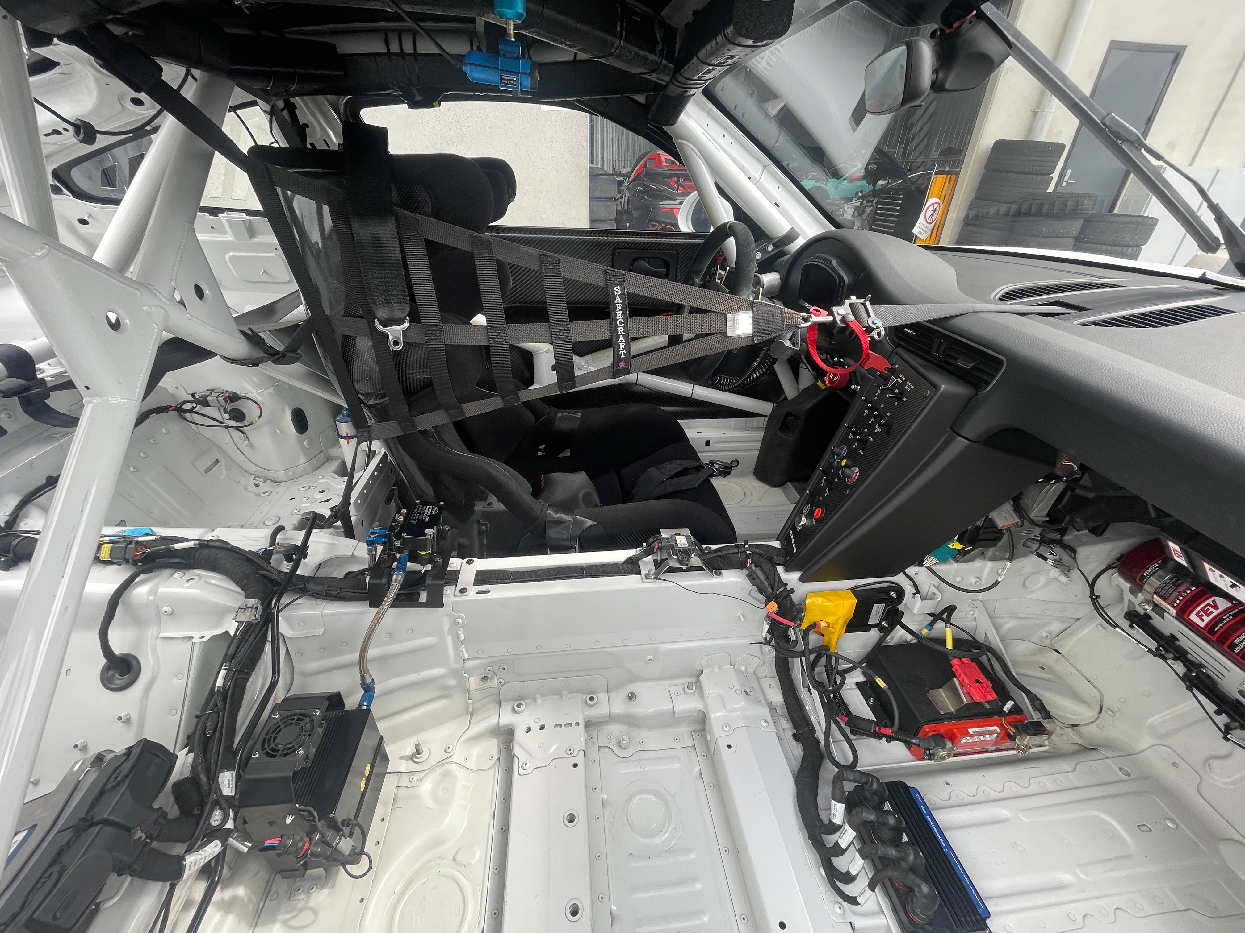 Porsche GT3 Cup MR SP-Pro in White FOR SALE at Prime Speed Sport, New Zealand. Interior view of the car.