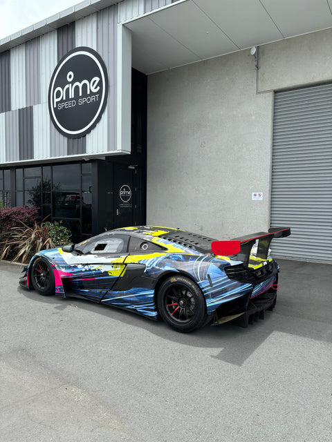 McLaren 650S GT3 Rear 3/4 View of Chassis 006 FOR SALE at Prime Speed Sport in New Zealand.