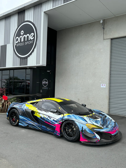 McLaren 650S GT3 Front 3/4 View of Chassis 006 FOR SALE at Prime Speed Sport in New Zealand.