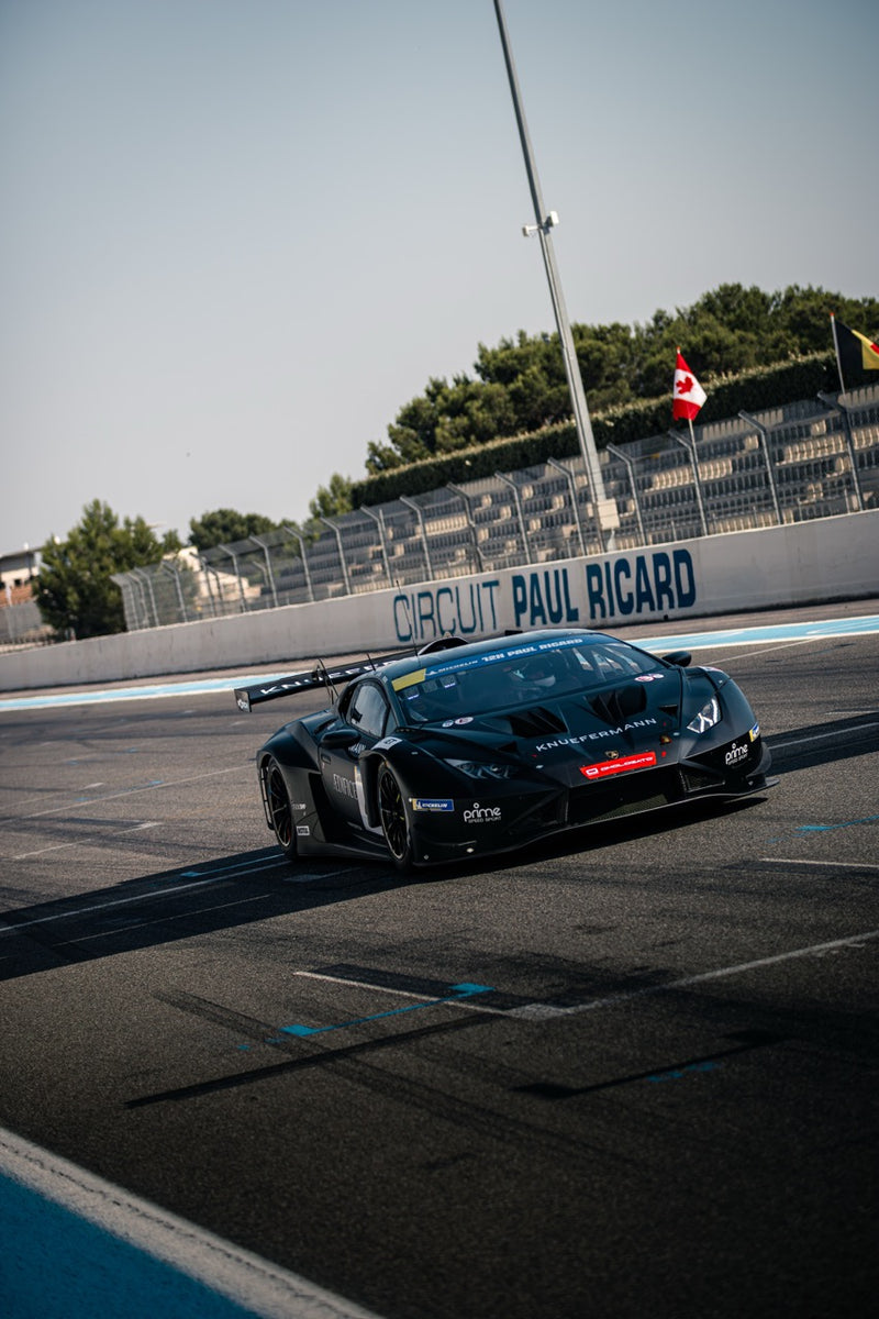 Black Lamborghini Super Trofeo Evo 2, Racing Car at Circuit Paul Ricard in Le Castellet France