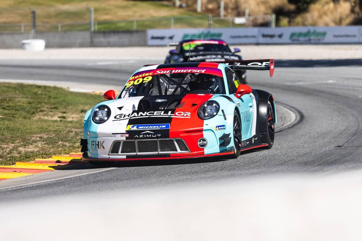 Francois Beziac driving the Porche GT3 Cup MR while competing at Summerset GT at Teretonga Motorsport Park