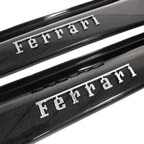 Carbon Fiber Door Steps/Sills with Raised "Ferrari" Chrome Script - Ferrari 360